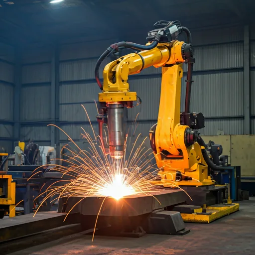 automated welding robot in industrial factory